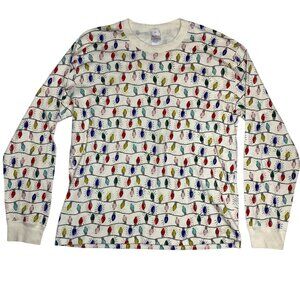 Hanna Andersson Cream Multicolor Christmas lights Long sleeve pajama top sz XXL